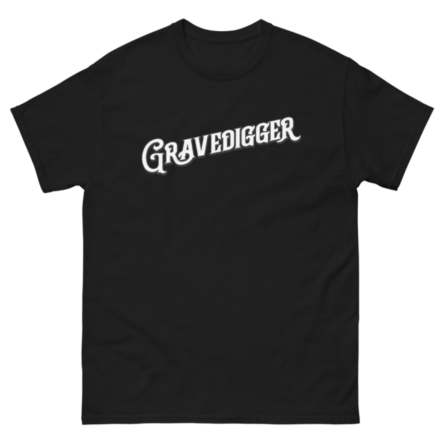 Gravedigger White Script Classic T