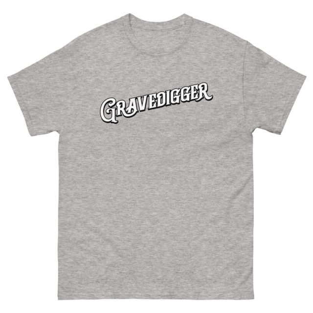 Gravedigger White Script Classic T - Image 6
